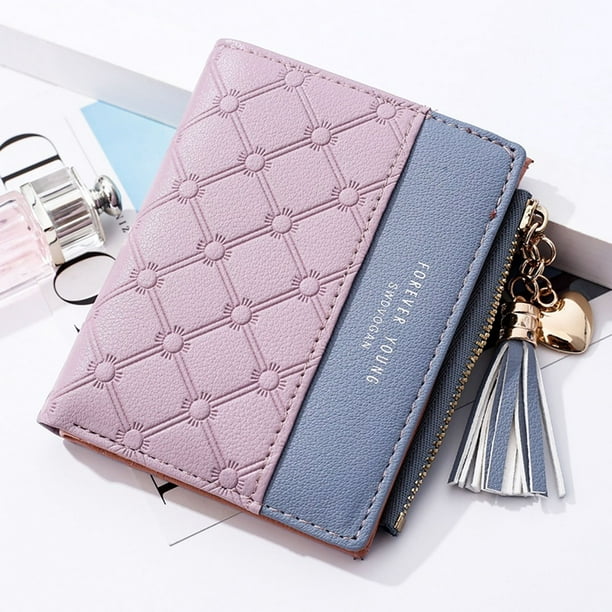 Light Color Gecorative Pattern Genuine Leather Girl Zipper Wallets Clutch Coin Phone For Women 
